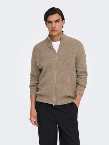 Only & Sons Strickjacke 'DALE ' in Braun: Vorderseite