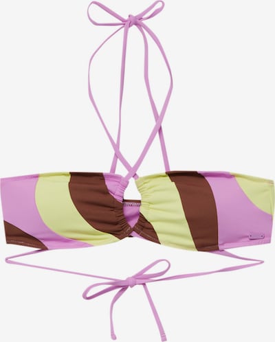 Pull&Bear Bikinioverdel i brun / lysegul / lys pink, Produktvisning