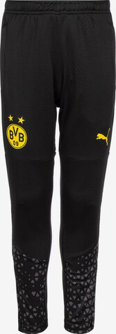 Effilé Pantalon de sport 'Borussia Dortmund' PUMA en noir : devant