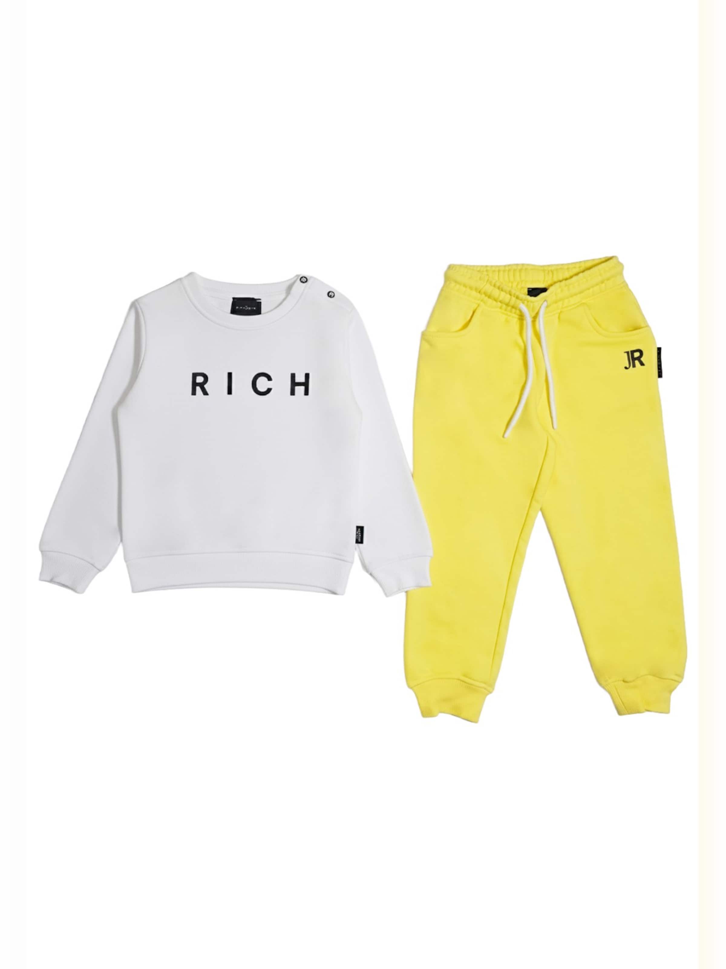 John Richmond - Conjunto 'Completo felpa bianco-giallo per neonato' en blanco: frente