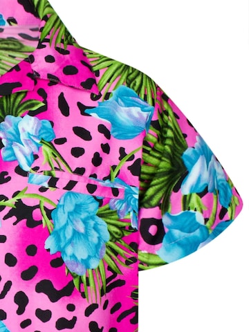 King Kameha Shirt 'Leopard Flowers' in Roze