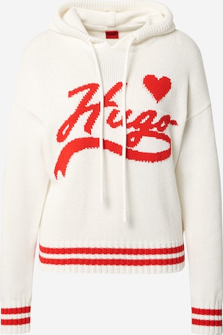 HUGO Пуловер 'Sivale' в бяло: отпред
