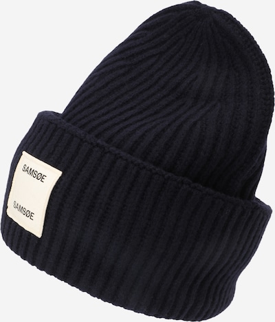 Megzta kepurė iš Samsøe Samsøe, spalva – gelsvai pilka spalva / juoda, Prekių apžvalga