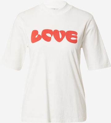 Tricou 'Love' de la Thinking MU pe alb: față