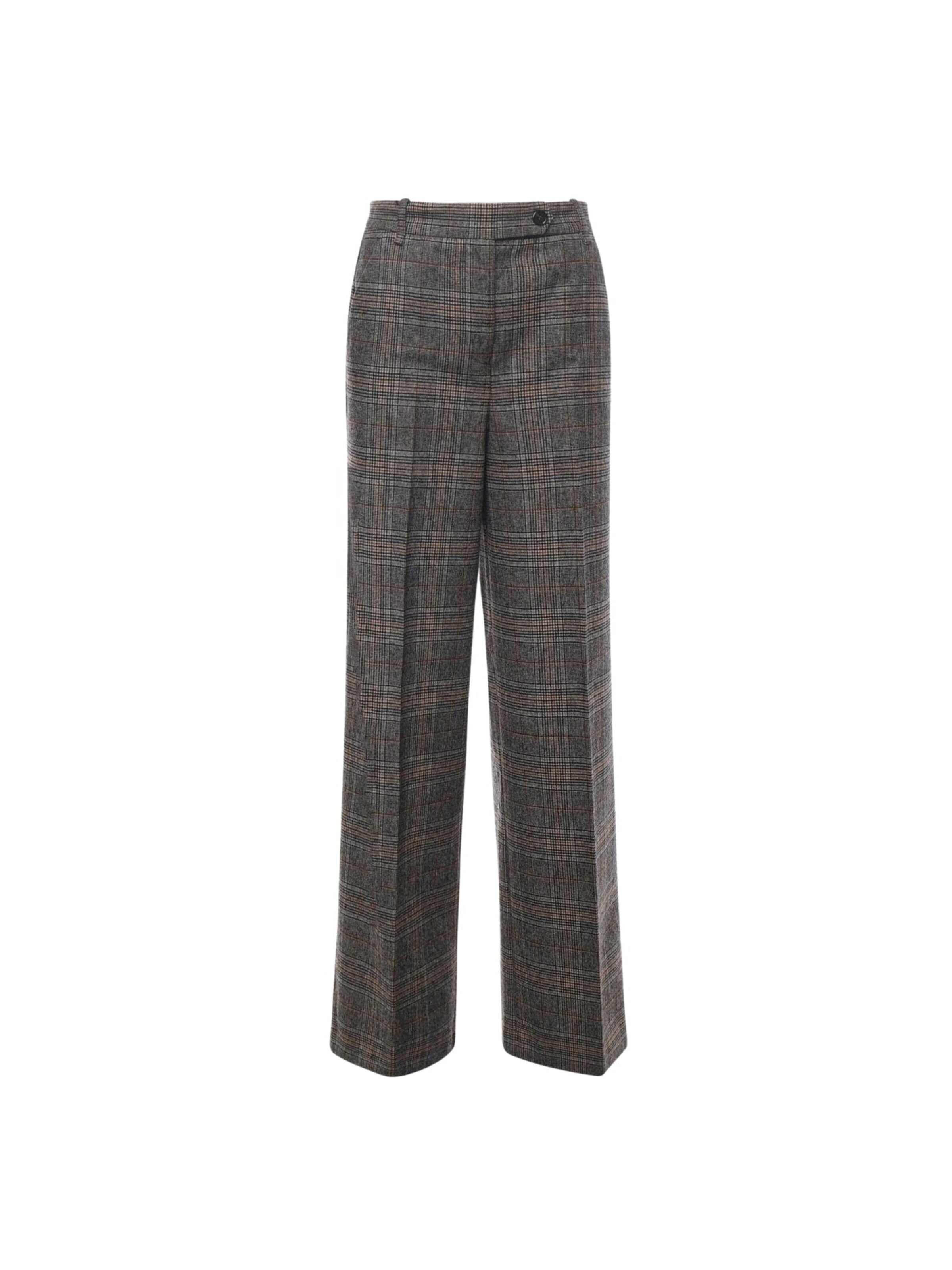 PINKO Baggy Byxa 'Check Palazzo Trousers' i grå: framsida
