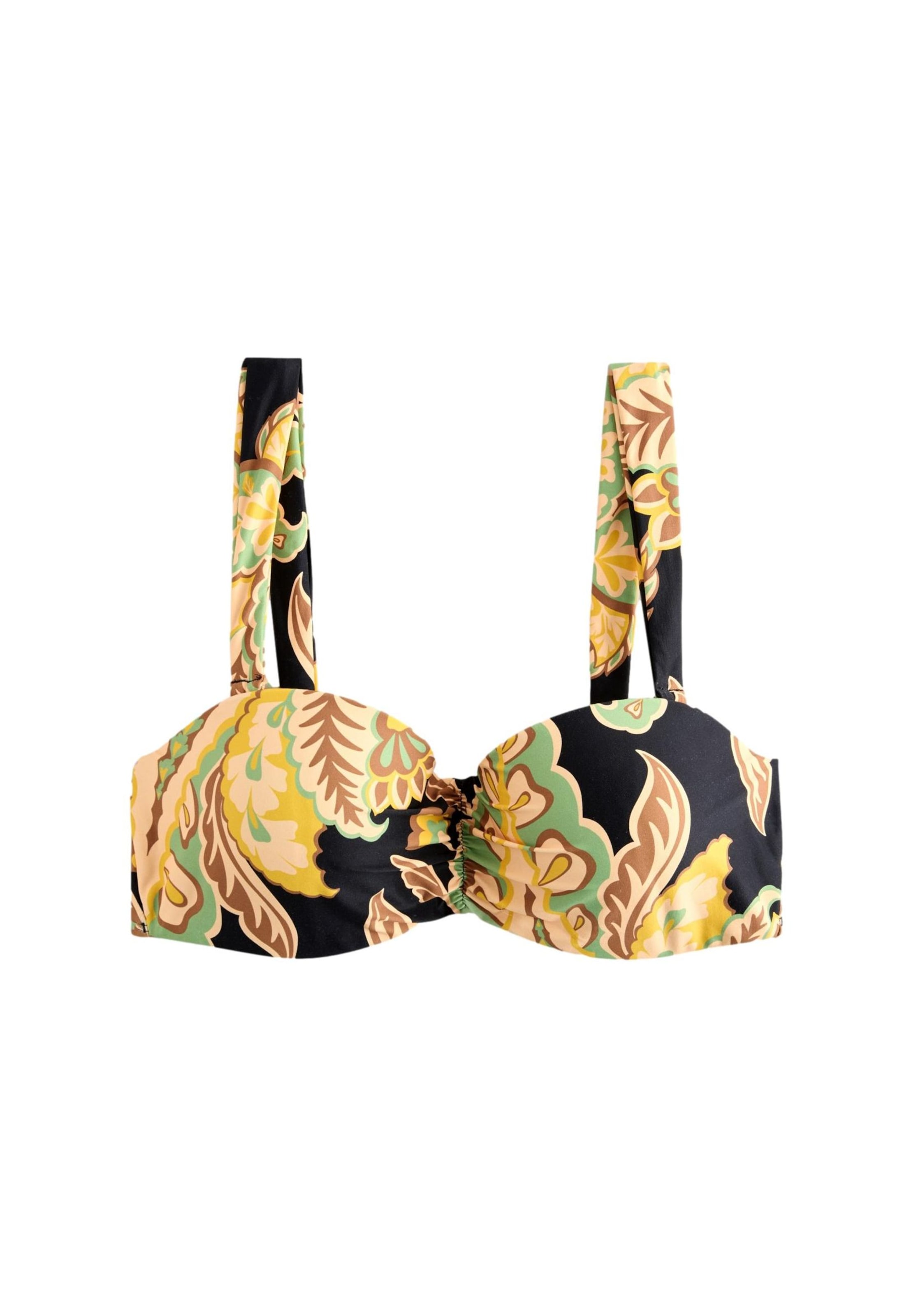 Next Bikini augšdaļa, krāsa - brūns / dzeltens / zaļš / melns, Preces skats