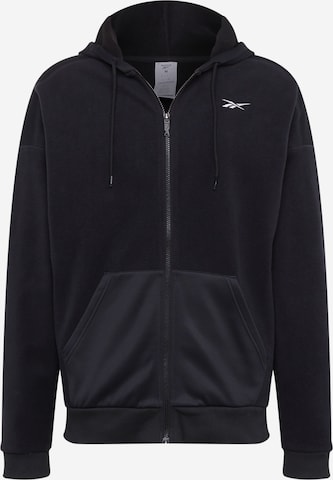 Reebok Athletic Zip-Up Hoodie 'Workout Ready' in Black: front