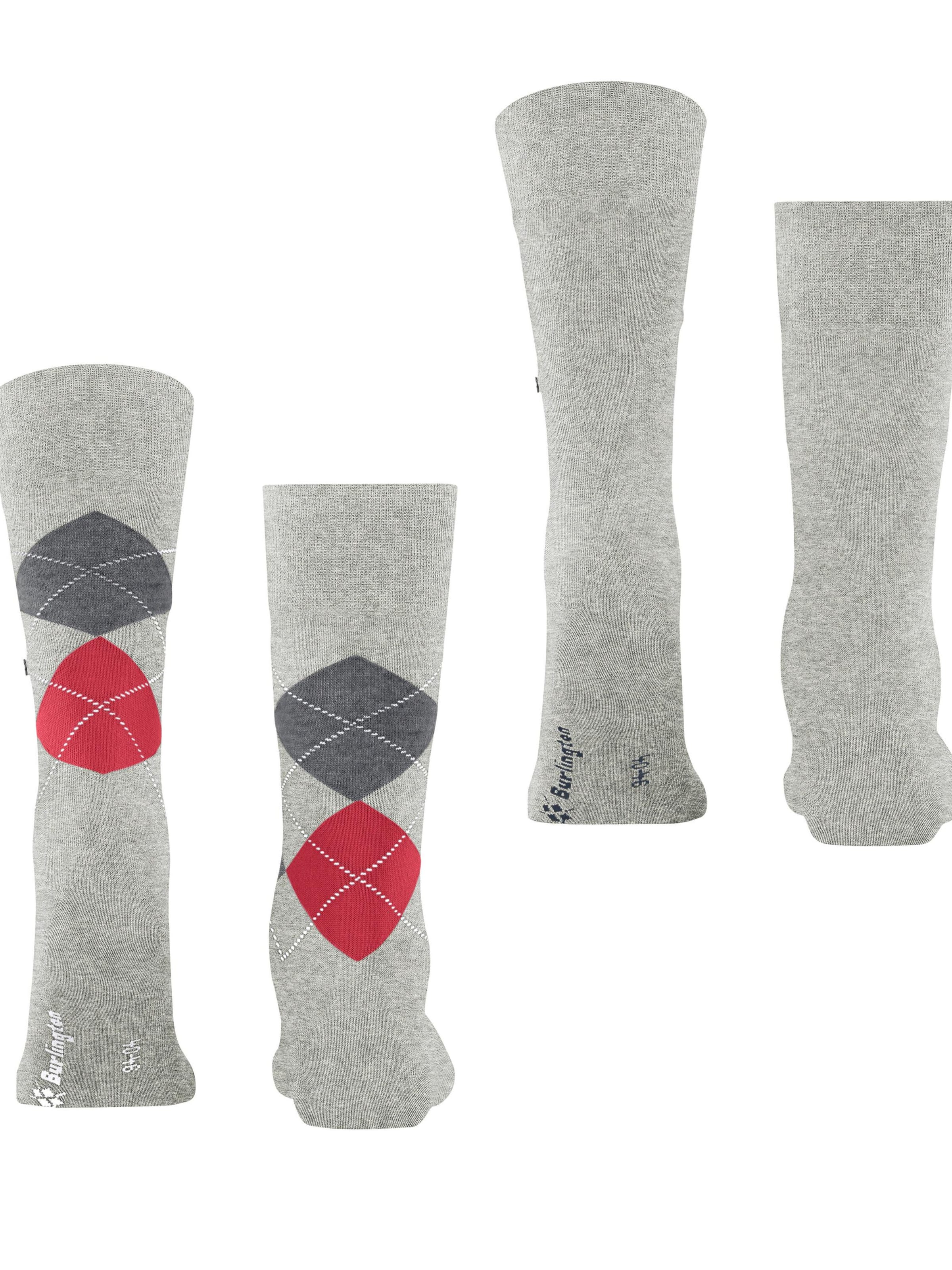 BURLINGTON Socks 'Everyday Argyle Mix 2-Pack' in Grey