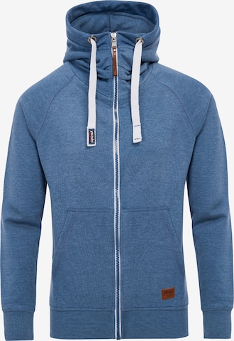 yazubi Zip-Up Hoodie 'Jacob' in Blue: front