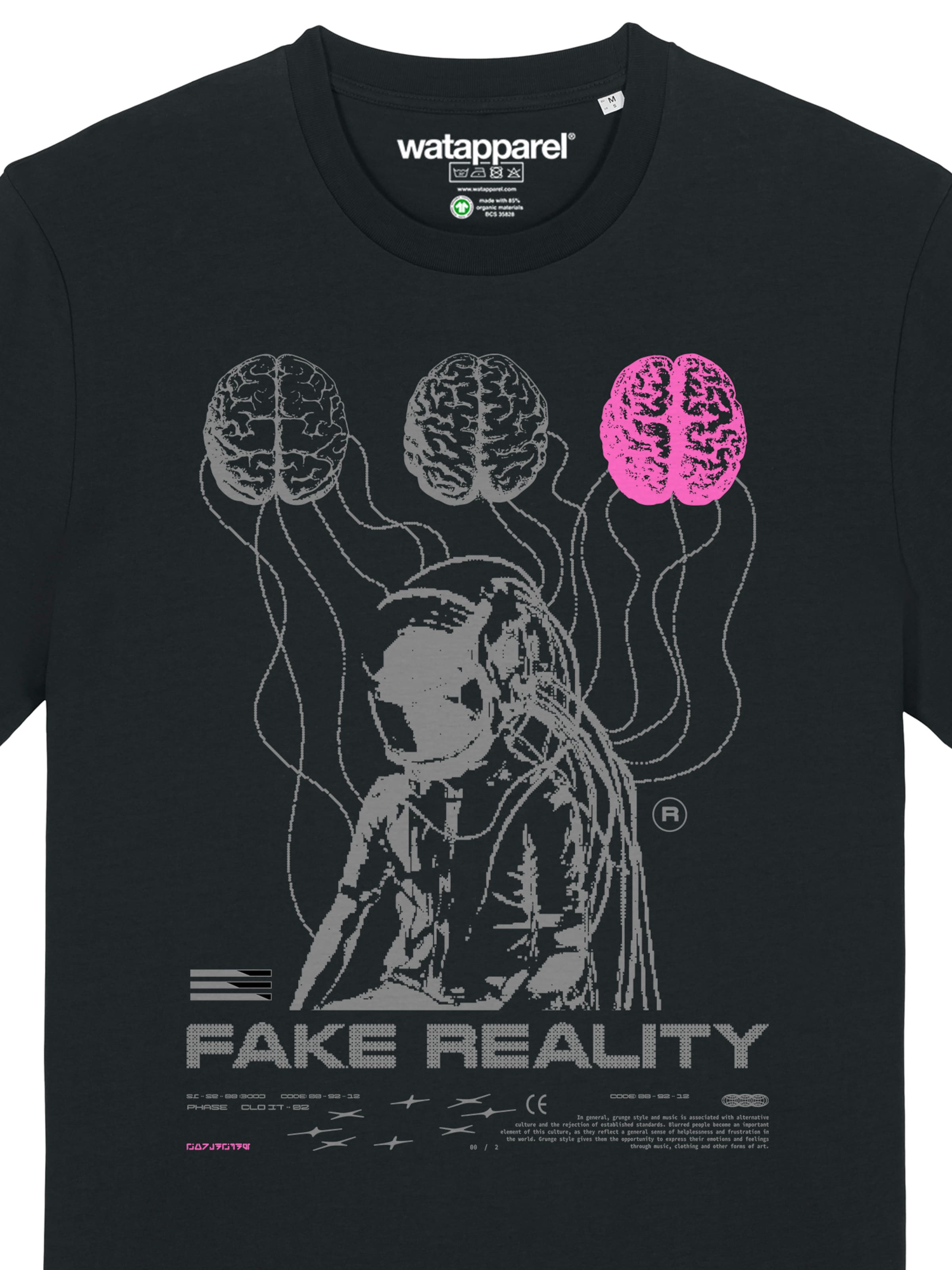 Watapparel T-Shirt 'Fake Reality' in Schwarz