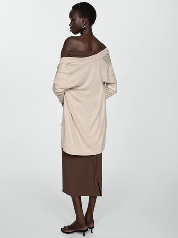 MANGO Gebreid vest 'ALMA' in Beige