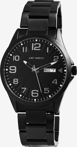 Just Watch Analog Watch 'Freddie, Datumsanzeige' in Black: front