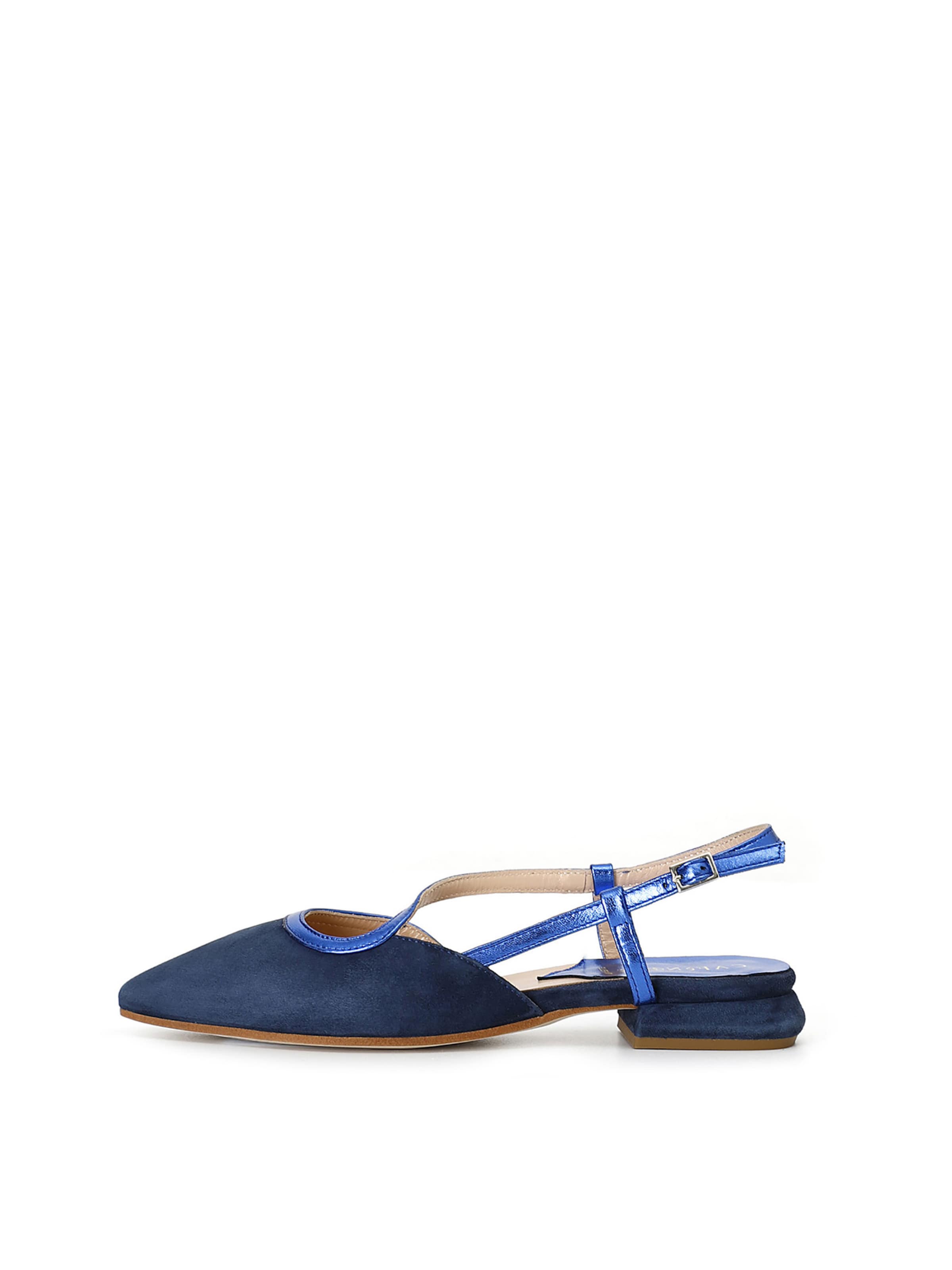 CAFè NOIR Ballerina met riempjes in Blauw: voorkant