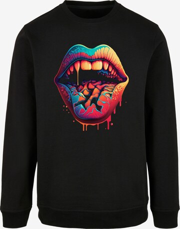 F4NT4STIC Sweatshirt 'Drooling Lips' in Zwart: voorkant