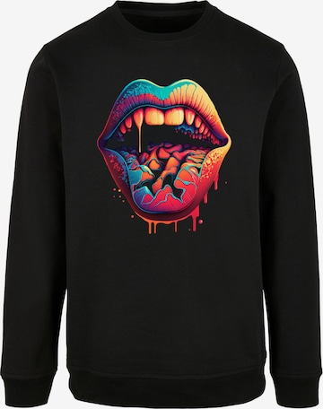 F4NT4STIC Sweatshirt 'Drooling Lips' in Black: front