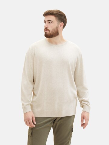 TOM TAILOR Men + Regular Fit Pullover in Weiß: predná strana