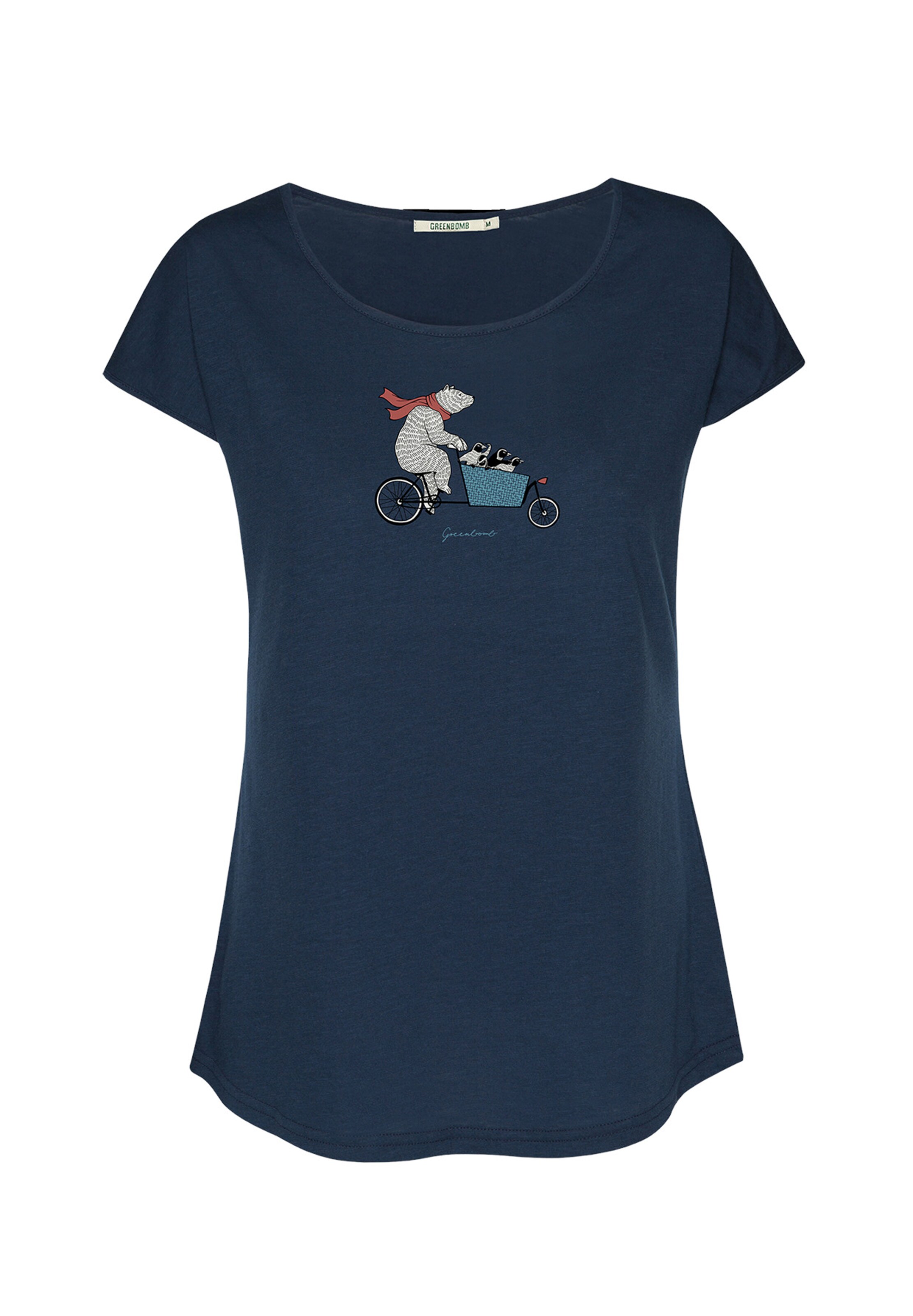 Maglietta 'Bike Cargo Family' di GREENBOMB in blu: frontale