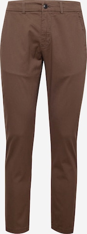 Coupe slim Pantalon chino 'Superflex' Lindbergh en marron : devant