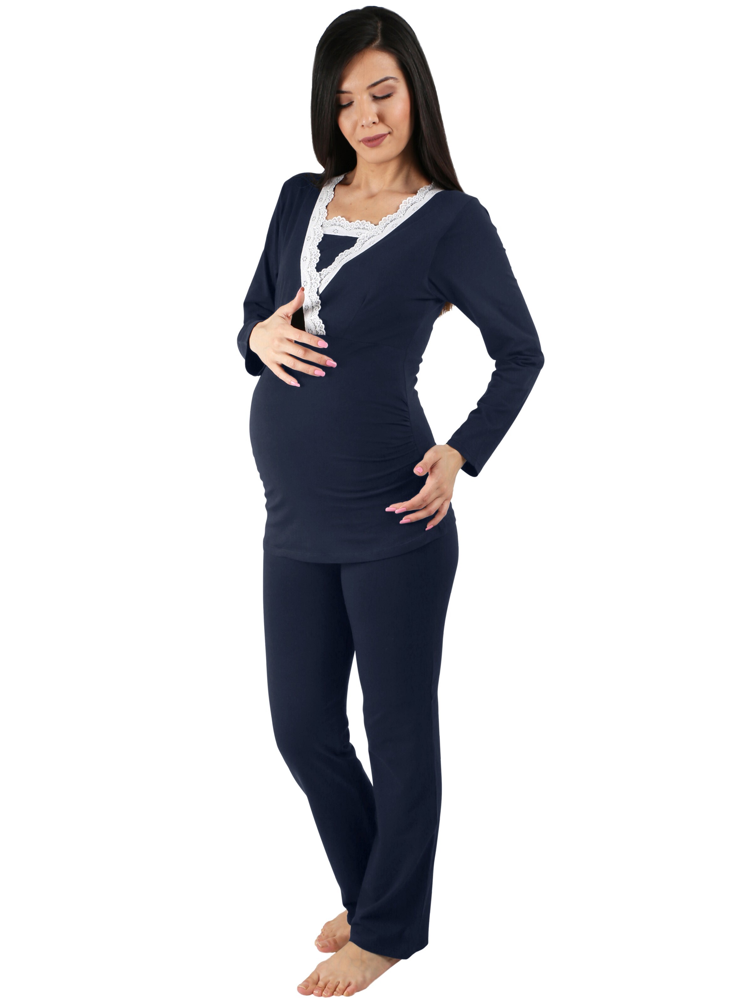 M.M.C. Pajama 'Spitze Umstandspyjama' in Blue