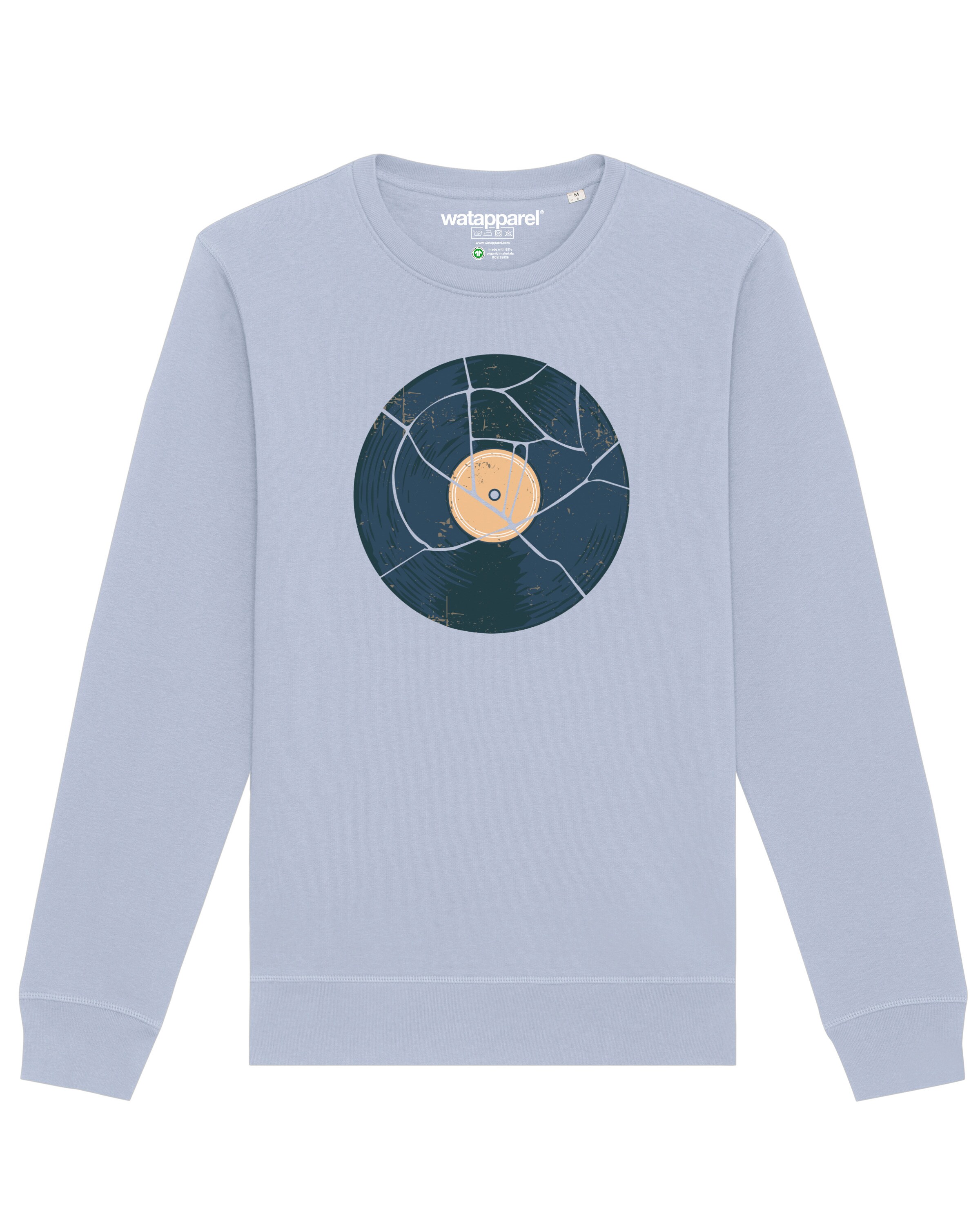 Sweat-shirt ' Broken Vinyl ' Watapparel en bleu : devant