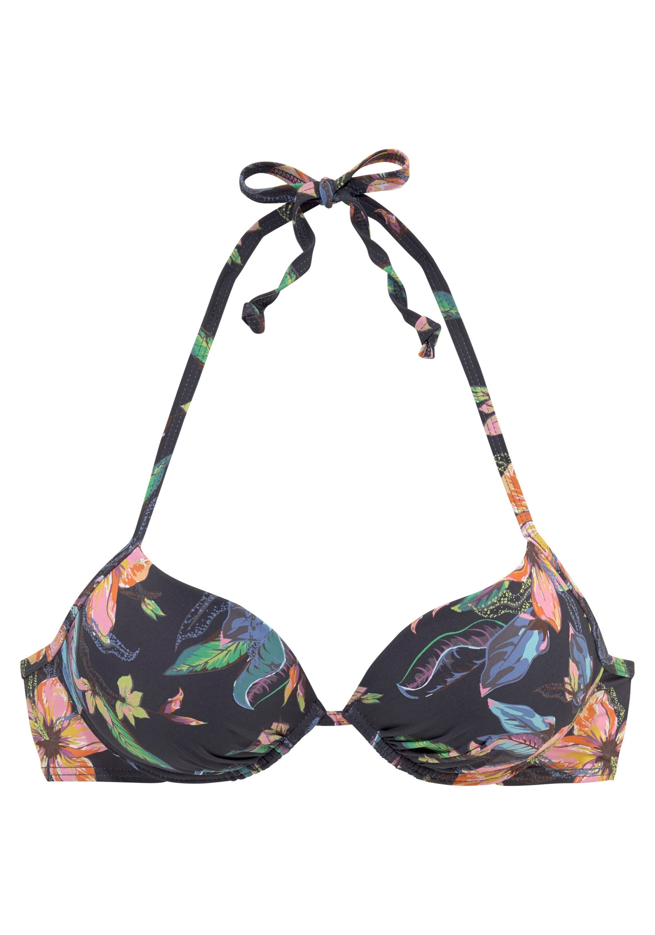 LASCANA Push-up Bikinový top 'Malia' - Sivá: predná strana