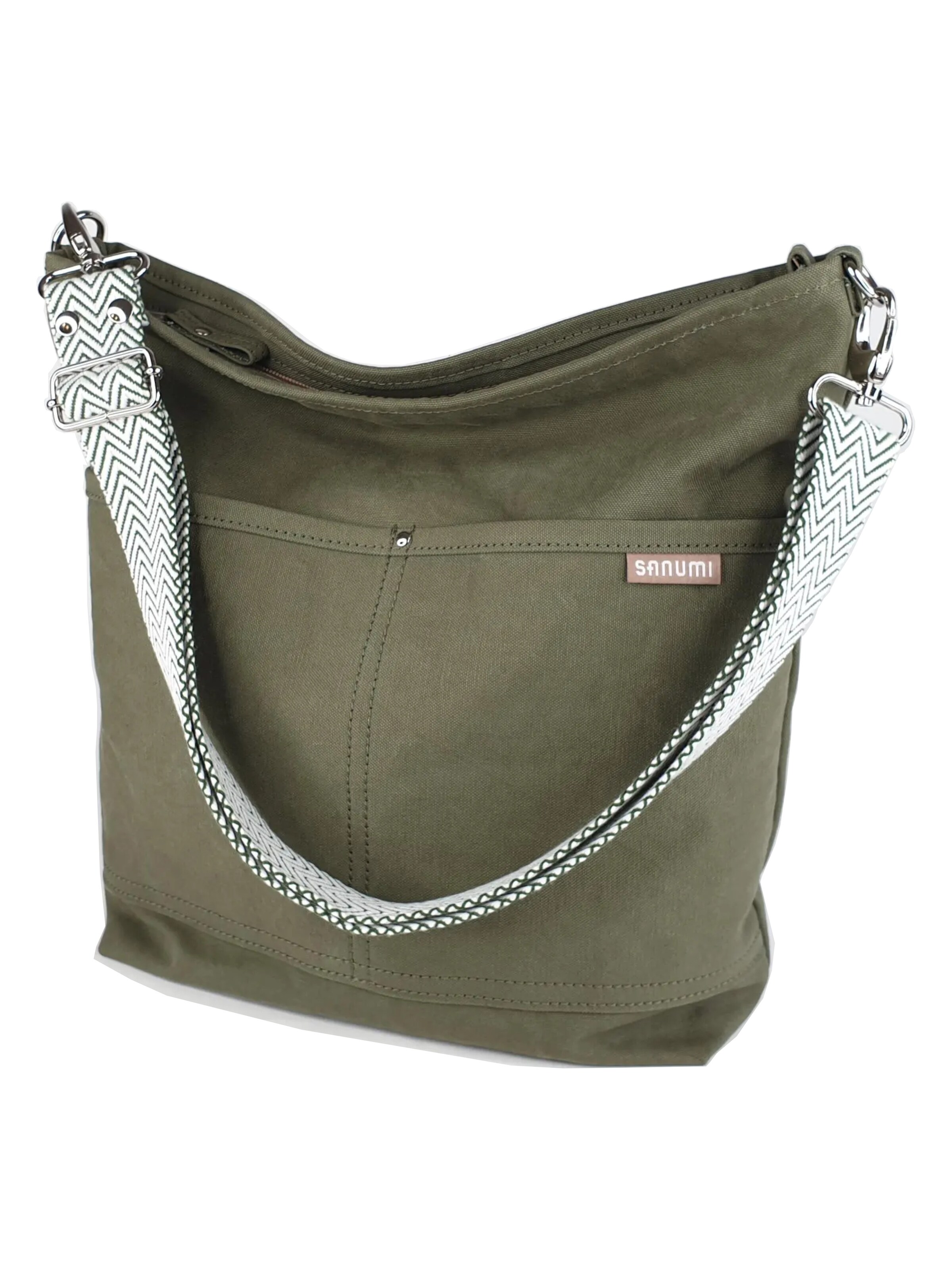 SANUMI Crossbody Bag 'Canvas Hobobag' in Green: front