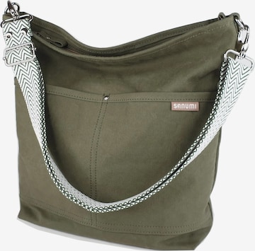 SANUMI Umhängetasche 'Canvas Hobobag' in Grün: Vorderseite