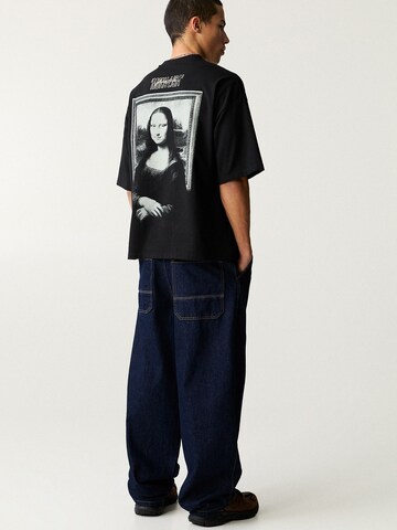 T-Shirt 'MONA LISA' Pull&Bear en noir