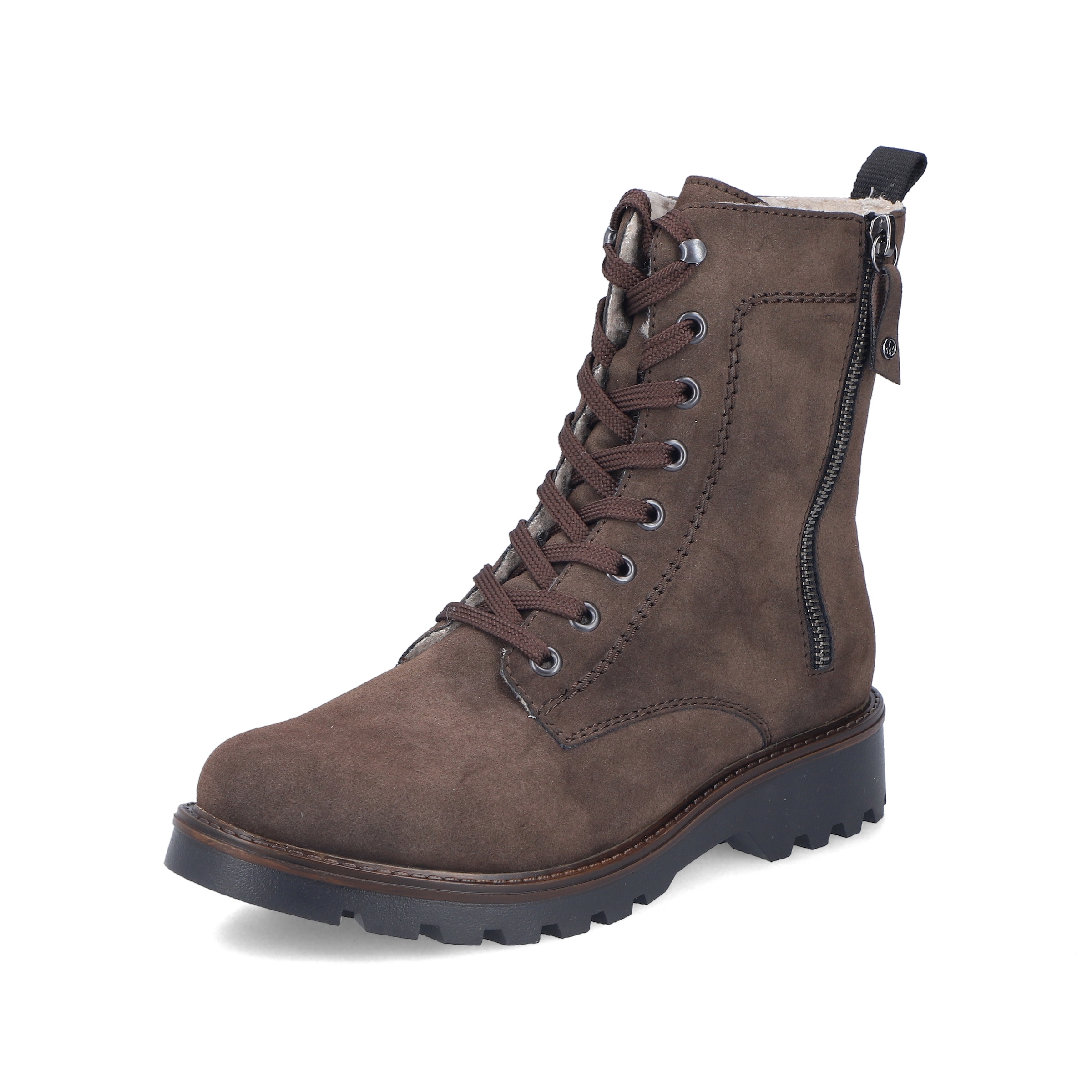Rieker Lace-Up Ankle Boots in Brown: front