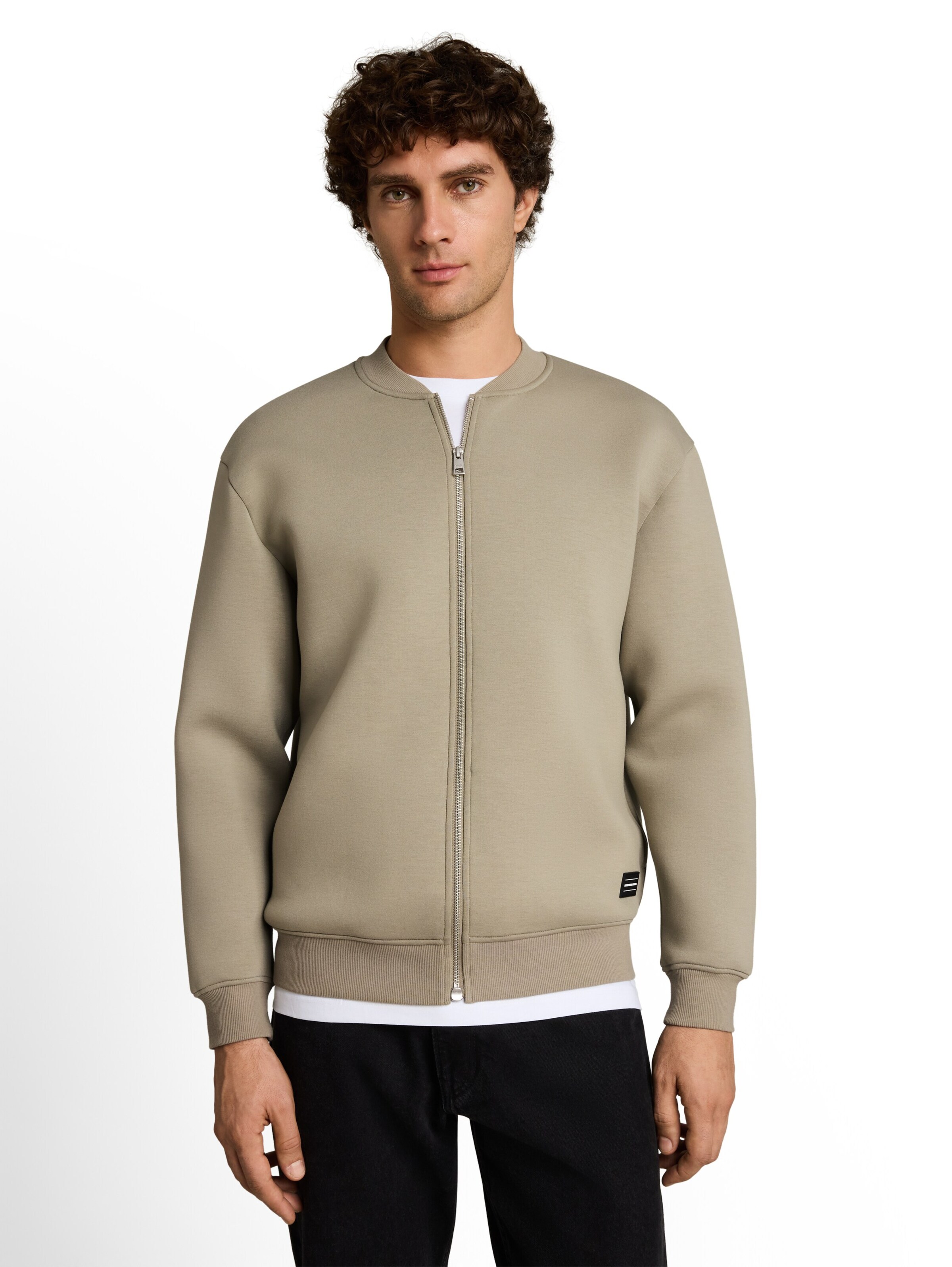 TOM TAILOR DENIM Sweat jacket in Green: front