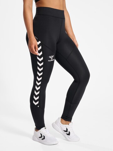 Skinny Pantalon de sport Hummel en noir : devant