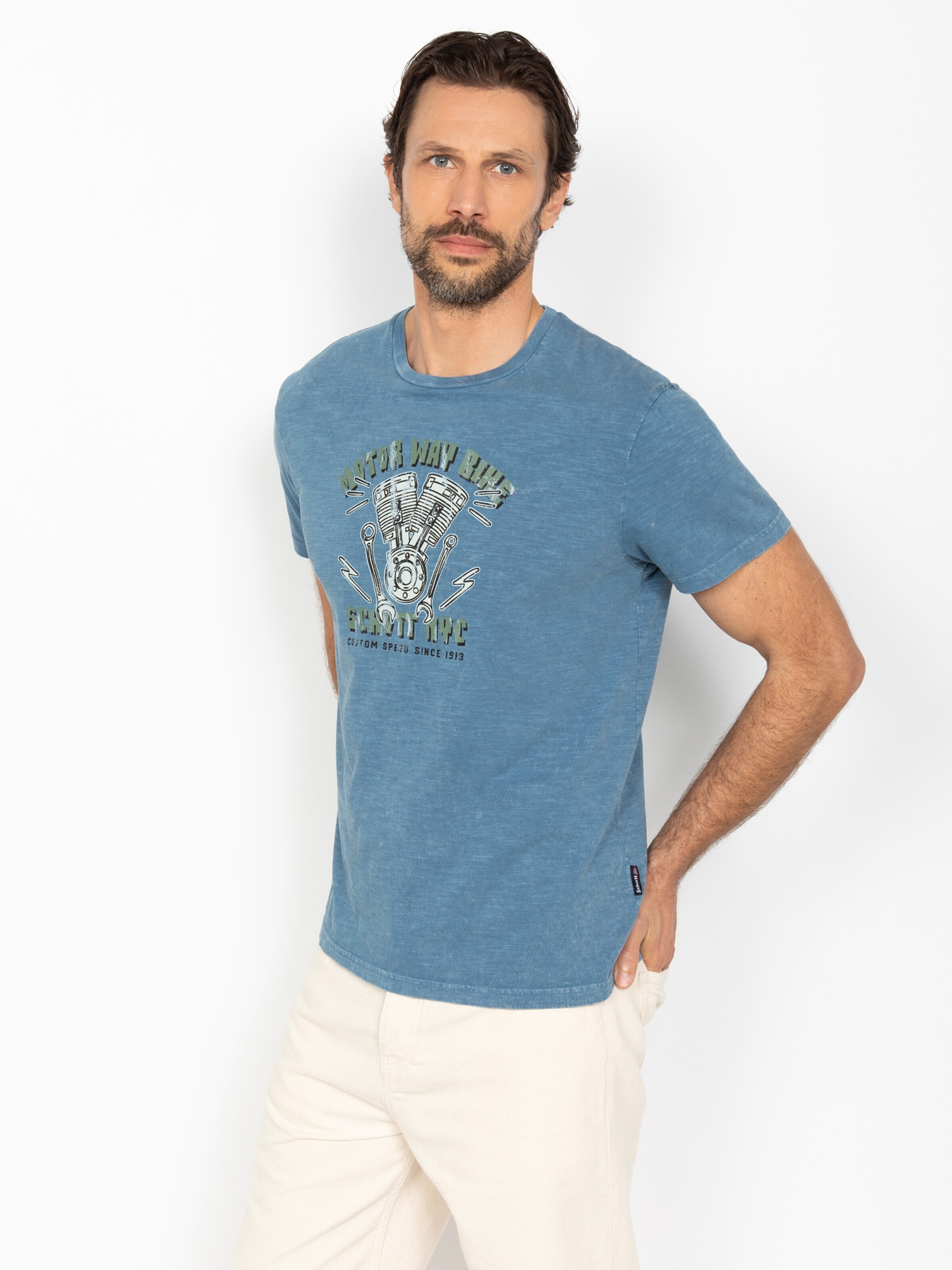 Schott NYC Shirt in Blue: front
