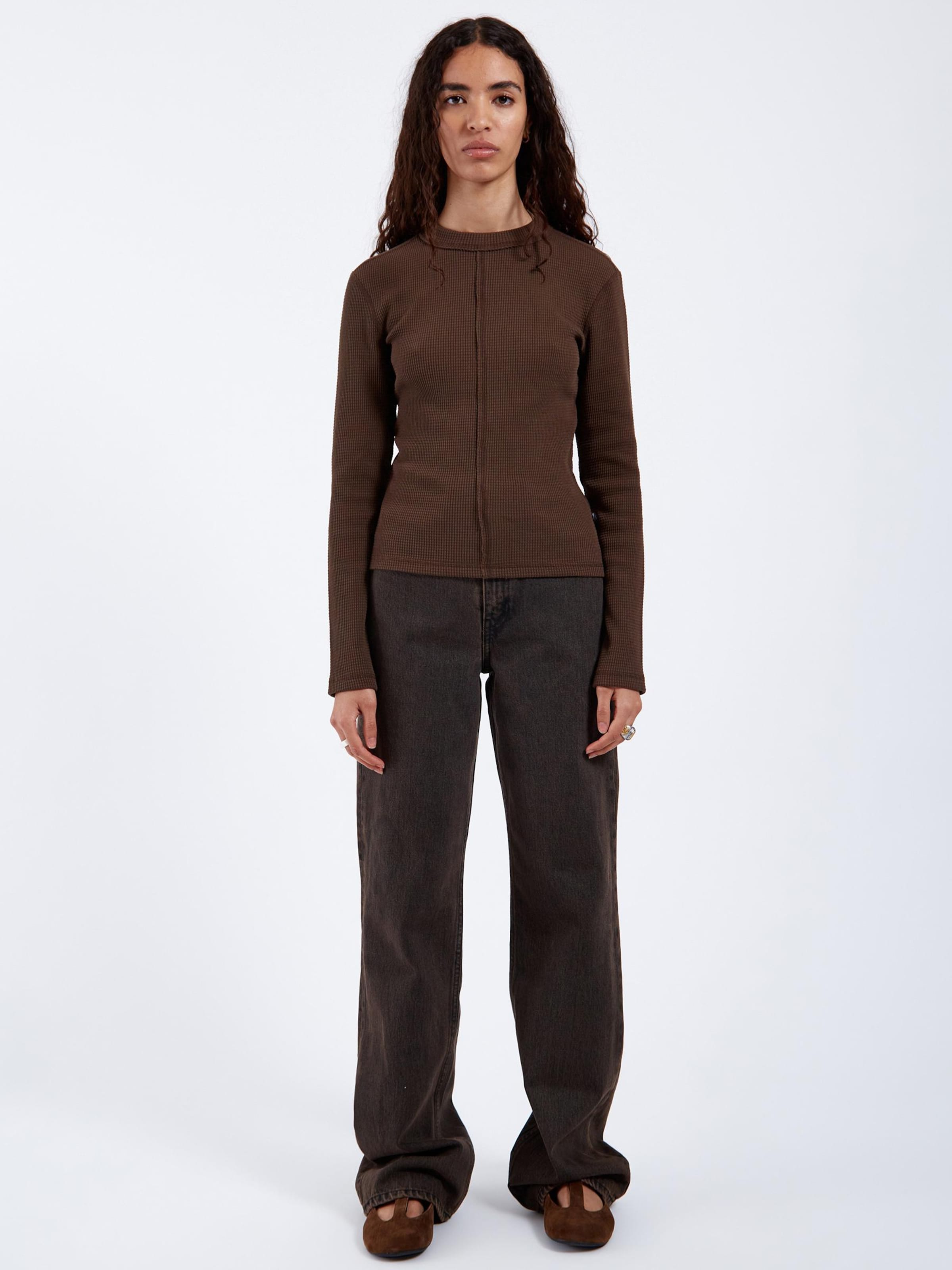 Dr. Denim Top 'Stella Waffle Top' in Brown