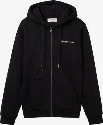 TOM TAILOR Zip-Up Hoodie in Black: front