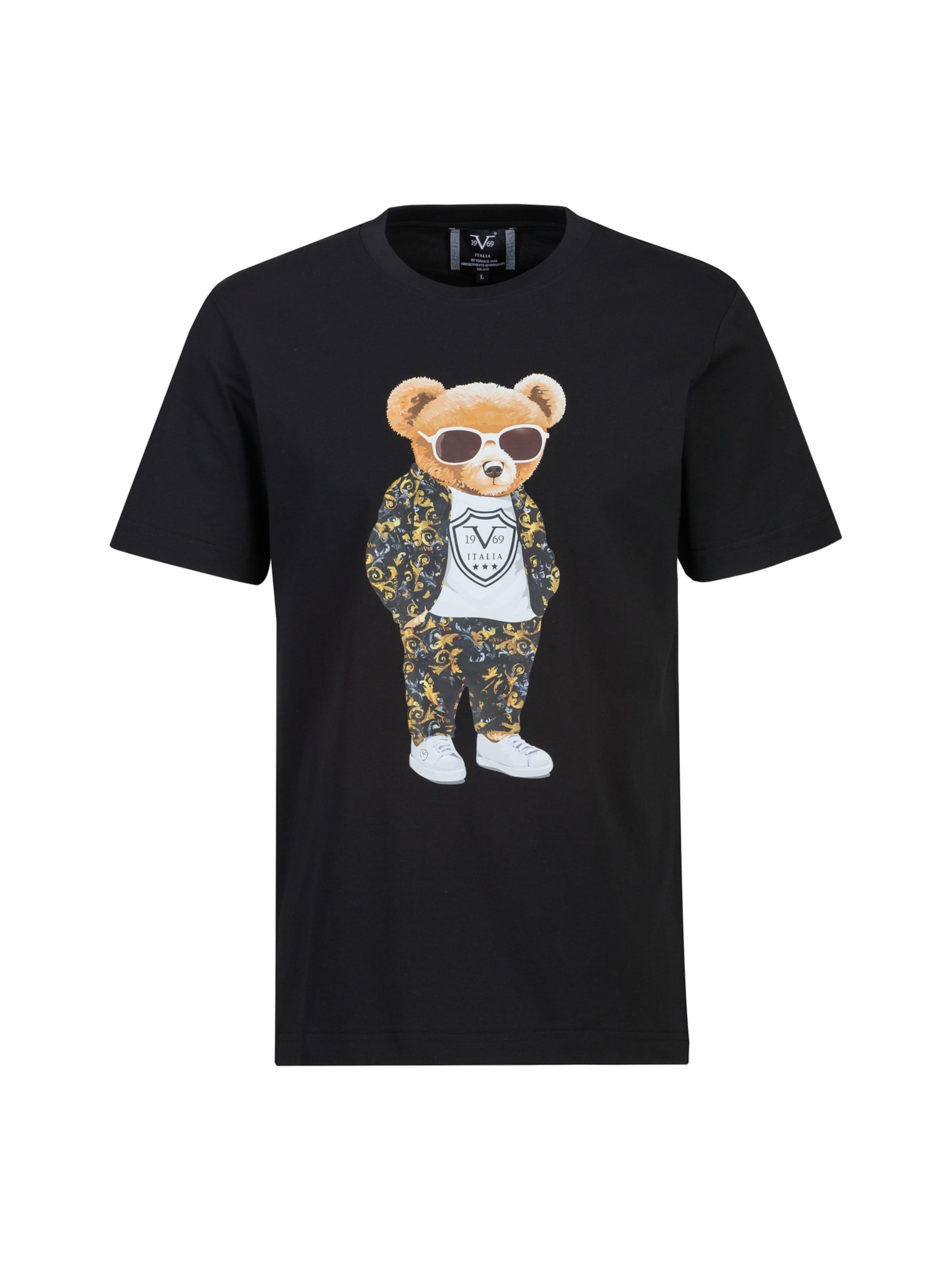 19V69 ITALIA Shirt 'Rafael Baroque Teddy Cool' in Black: front