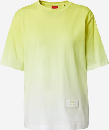 HUGO Тениска 'The Girlfriend' в жълто: отпред