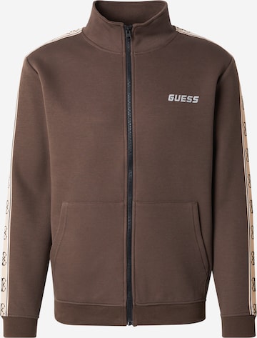 Veste de survêtement 'MICKEY' GUESS en marron : devant