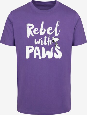 Merchcode Shirt 'Peanuts - Rebel With Paws' in Purple: front