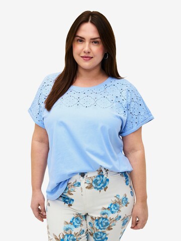 Zizzi Shirt 'SOFIA' in Blauw: voorkant