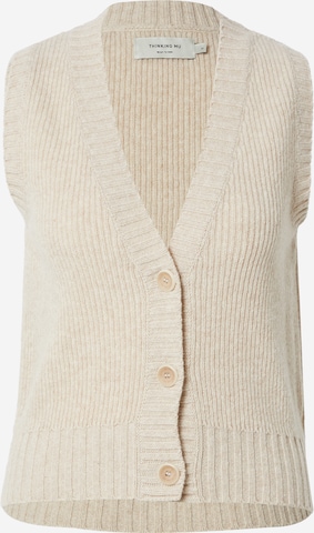 Thinking MU Knitted Vest in Beige: front