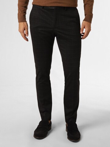 Finshley & Harding London Slimfit Pantalon 'Hoxdon' in Grijs: voorkant