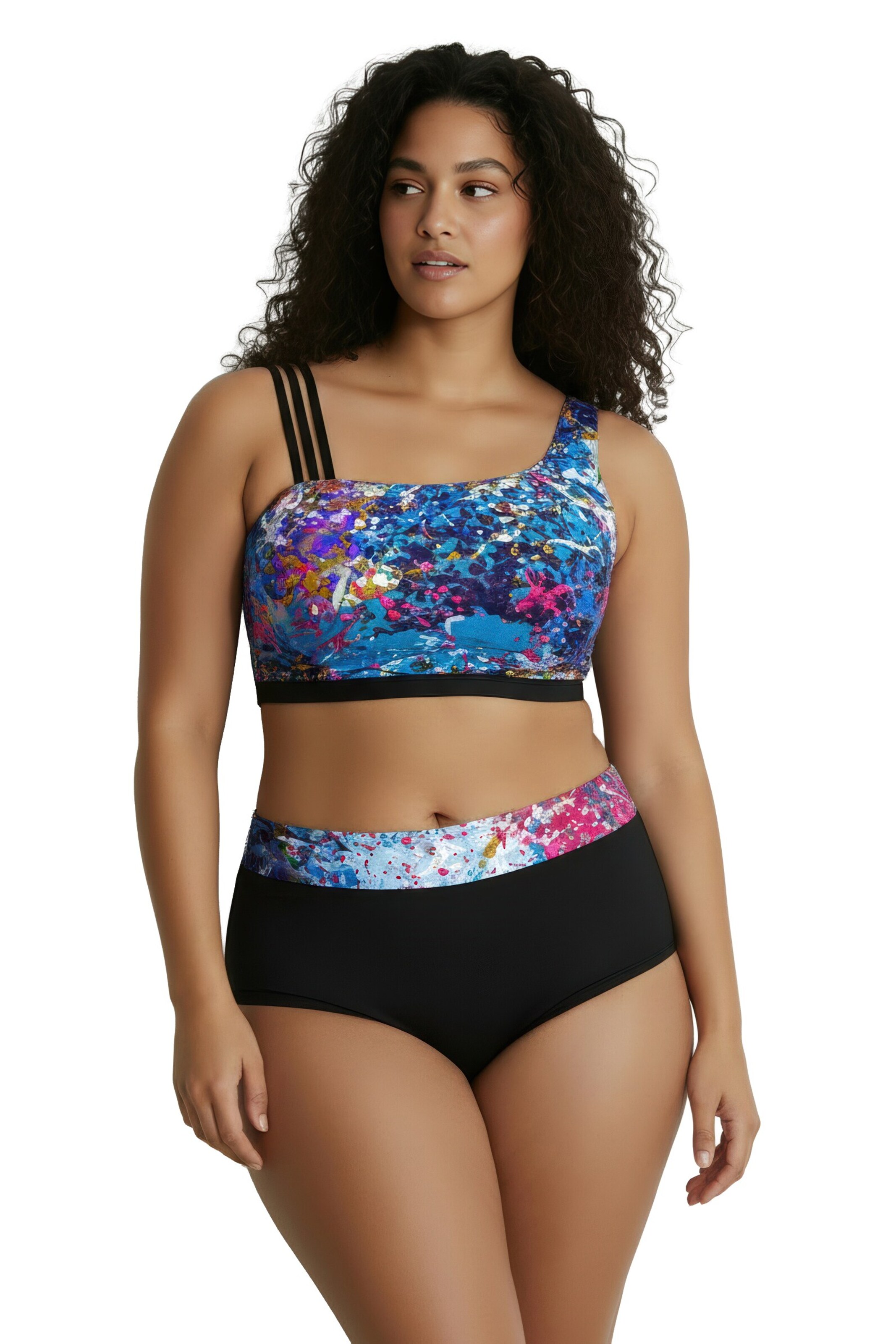 Ulla Popken Bralette Swimsuit in Mixed colours: front