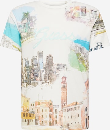 GUESS Shirt 'RIVIERA POSTCARD' in White: front
