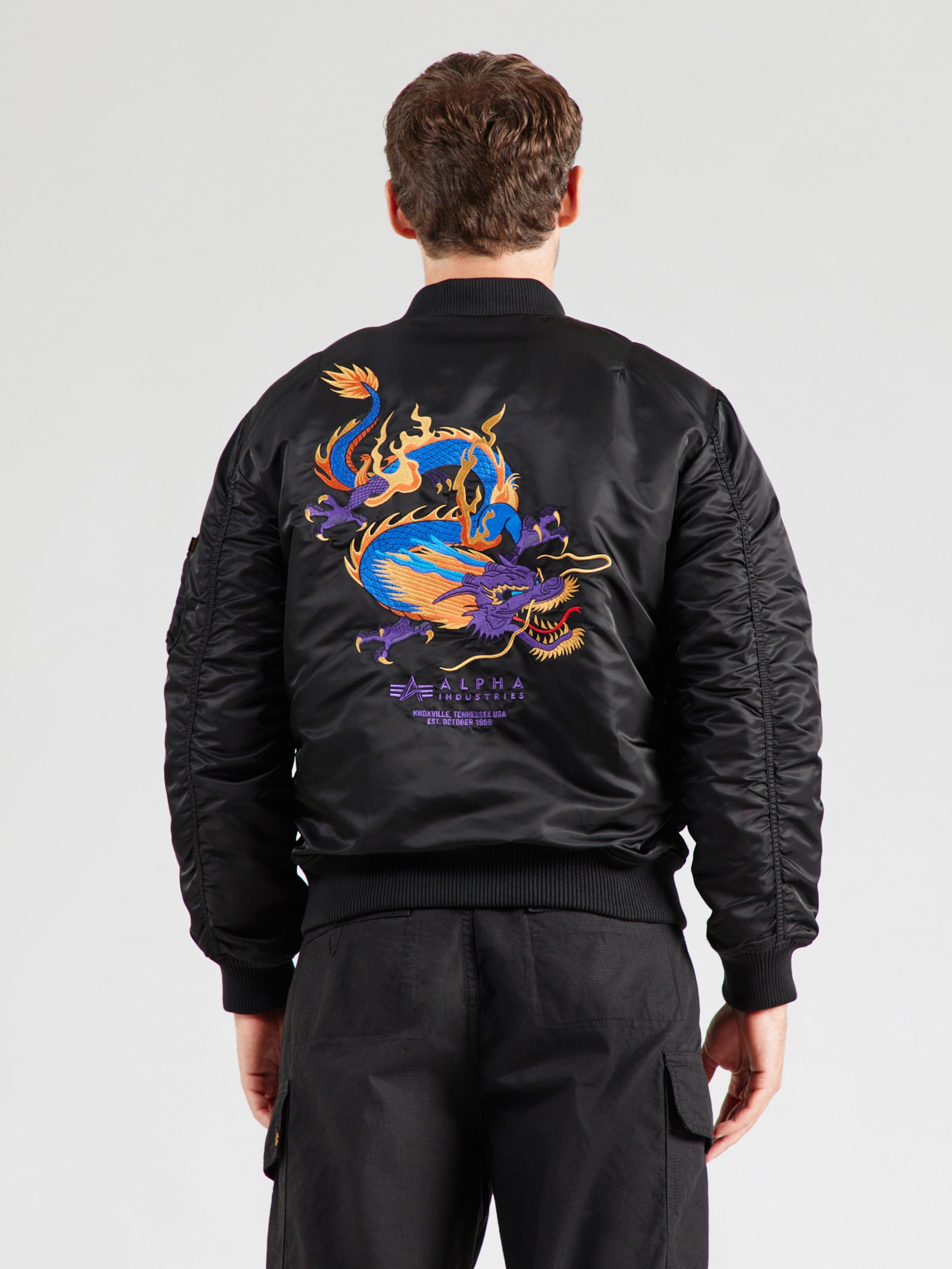 ALPHA INDUSTRIES Between-Season Jacket 'MA-1 Dragon' in Black