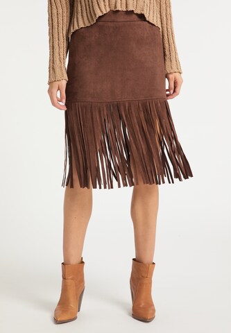 IZIA Skirt in Brown: front