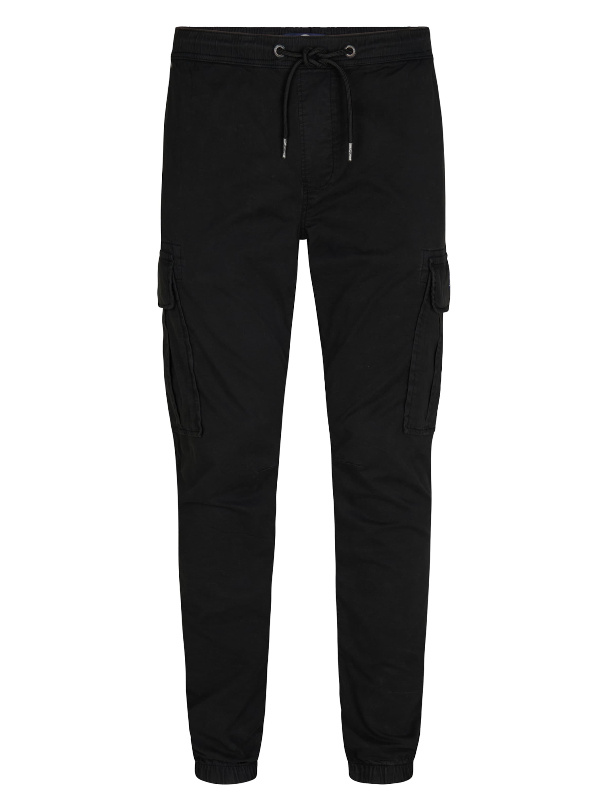 Petrol Industries Tapered Cargobroek in Zwart: voorkant