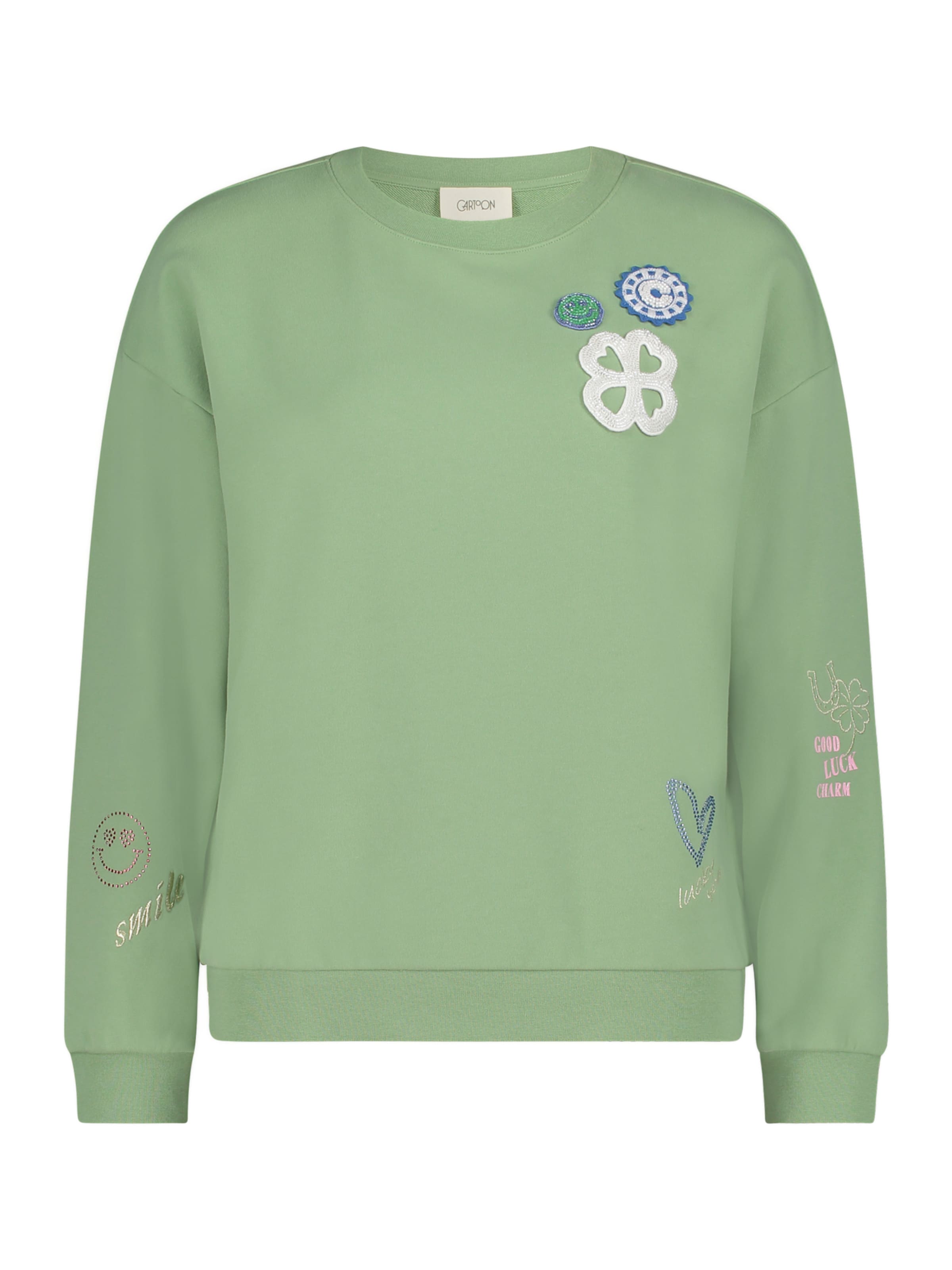 Cartoon Sweatshirt in Green: front