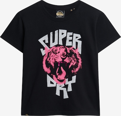 Superdry Тениска 'Lo-fi Rock' в розово / черно / бяло, Преглед на продукта