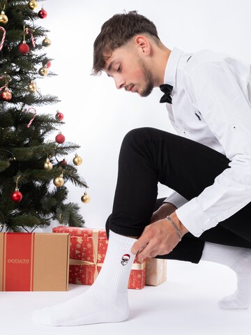 Occulto Socks 'Christmas Claus' in White