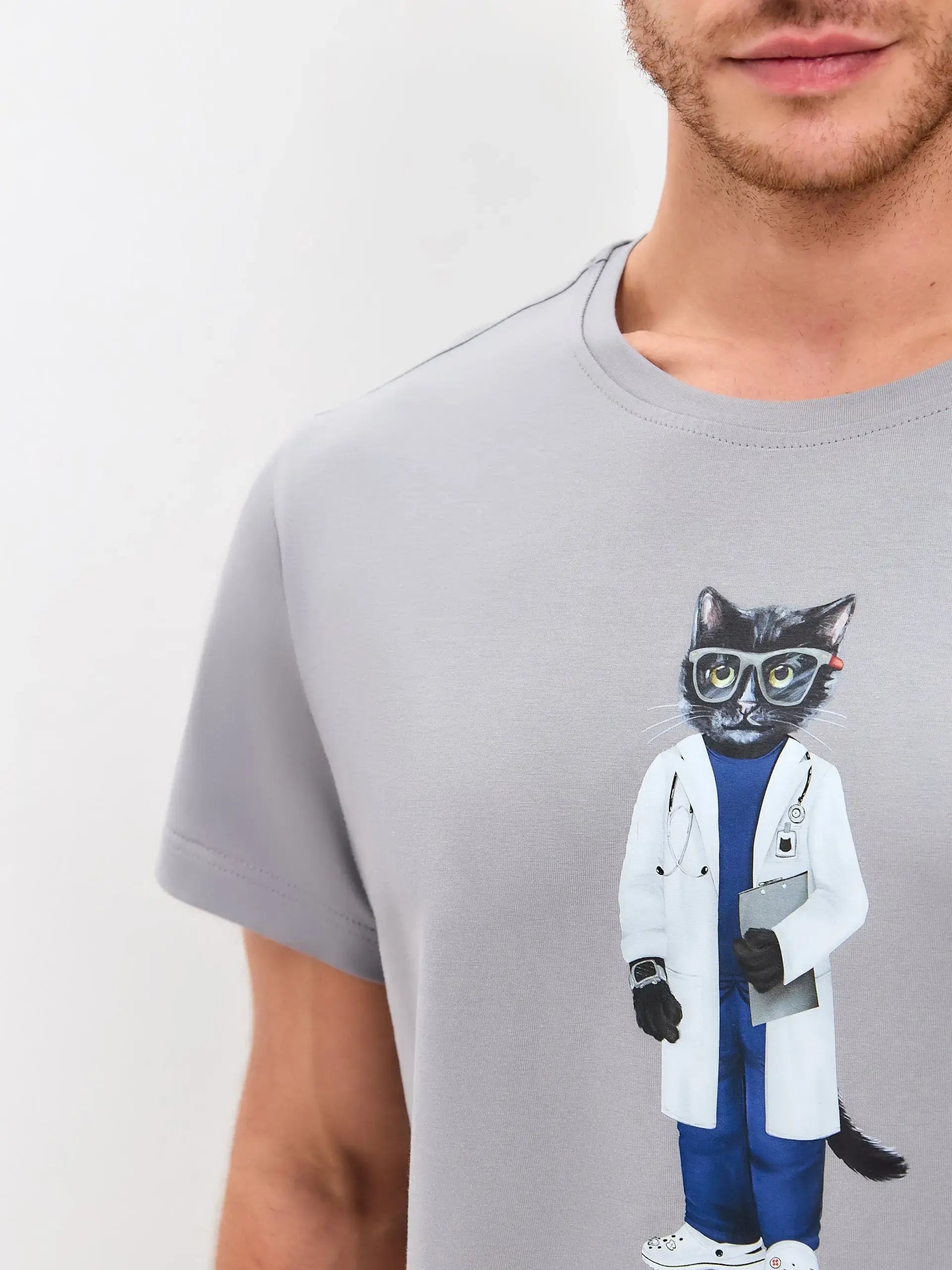 Cat e Lolette - Camiseta 'Doctor Cat' en gris